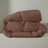 zzlamb Lightweight Feather Down Comforter Brown, All Season Warm Duvet Insert for Queen Bed, Durable Cotton-Blended Down Proof Shell Duvet with Corner Tabs, Queen Size 90''x90'' Brown zzlamb
