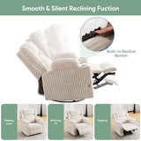 Power Recliner Chair with Massage and Heat, Oversized Swivel Rocker Recliner for Adults with Adjustable Headrest, Nursery Glider with Arm Storage and Cup Holder, Beige
