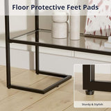 Cozy Castle 52" Entryway Table, 2-Tier Narrow Console Table, Tempered Glass Sofa Table with Metal Frame, Entry Table with Shelves, Console Tables for Entryway, Hallway, Foyer, Living Room, Black Cozy Castle