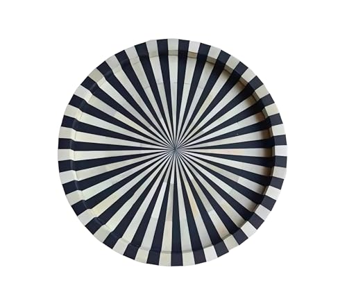 HANDMADE ENTARO Serving Tray 18" Decorative Bone Inlay Mosaic Wooden Trays for Coffee Table Living Room Dining Table and Home Décor(18x18x2.5, Black and White) HANDMADE ENTARO