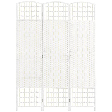 HOMCOM 3 Panel Room Divider, Folding Privacy Screen, 5.6' Room Separator, Wave Fiber Freestanding Partition Wall Divider, White HOMCOM