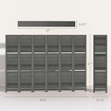 HOMCOM Room Divider, 6 Panel 67" Tall Wood Privacy Screen with 3 Display Shelves, and Folding Storage for Bedroom or Home Office, Gray HOMCOM