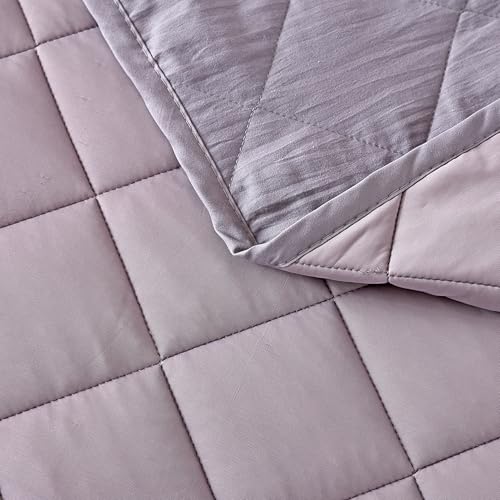 EVOLIVE Poly/Elastane Diamind Quilted All Season Light Weight Single Reversible Cooling Quilted Throw (Grey, Throw 50“x60”) EVOLIVE