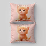 Pink 3 Piece Duvet Cover Set, 1 Printed Zipper Closure Duvet Cover with 2 Pillow Shams, Ultra Soft Brushed Microfiber Single with Minimalist Kitten Cute Generic