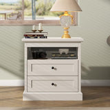 Gyfimoie Nightstand with Side Drawer, Night Stand, End Table with Hidden Storage Space, Bedside Table with Open Shelf, 2 Drawers Dresser for Bedroom, Living Room, Closet (White) Gyfimoie