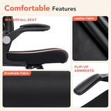 shipborne Ergonomic Office Chair, Computer Desk Chair with Adjustable Lumbar Support, Breathable Mesh Office Chair with Flip-up Armrests, Rocking Function, Comfy Home Office Desk Chair, Black shipborne