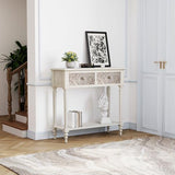 COSIEST Console Table with 2 Drawers, MDF Narrow Entryway Table with Storage Shelf, Wood Accent Sofa Table for Living Room, Entrance, Hallway, Couch, Light Grey COSIEST