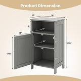 Tangkula Grey Freestanding Bathroom Storage Cabinet with Adjustable Shelf Tangkula