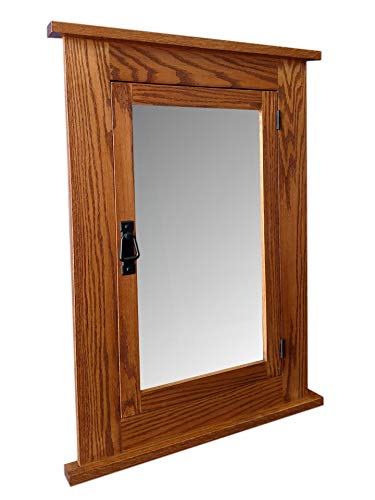 24" W x 33" H Solid Oak Mission Recessed Medicine Cabinet/Solid Wood & Handmade - WoodArtSupply