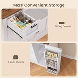 Itaar 71" Pantry Cabinet with Charging Station and LED Light, Kitchen Pantry Cabinet with Microwave Stand, 47.2" Wide Kitchen Storage Cabinets with Storage Cart 3 Tier for Dining Room, White Itaar