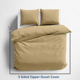 3 Side Zipper Duvet Cover Set Queen Size - Unique Design Microfiber Duvet Cover Set with 3 Sided Zipper Closure, 3 PCS Queen Size Duvet Cover (90"x90") & 2 Pillow Cases(20"x30"), Taupe PURE ECO