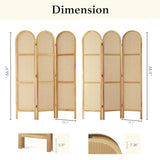 Svimi Room Dividers and Folding Privacy Screens, Pine Wood 5.6 Ft Double Hinged Rattan Partition Freestanding Wall Room Divider for Home - 3 Panels (Natural) Svimi