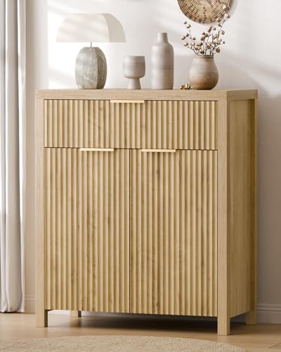 Lulive Fluted Buffet Cabinet with Storage Sideboard Cabinet Adjustable Shelves for Kitchen Living Room, Kitchen, Entryway Lulive