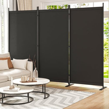 Yettsoy Room Divider 6FT Folding Privacy Partition Screen, 103'' W Freestanding Wall Divider for Room Separation, Portable 3 Panel Room Divider Panel Privacy Screen for Dorm Studio Office, Black Yettsoy