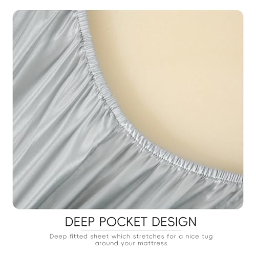 Sleeplite 4 Piece Luxury Satin Bed Sheets Set with Pillowcases - Ultra Soft & Silky, Hypoallergenic & Wrinkle-Free, Hotel Quality Comfort Bedding, Size Twin, Medium Grey Sleeplite