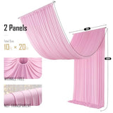 gogoparti 10x20FT Baby Pink Ceiling Drapes for Weddings Parties - 2 Panels of 5x20FT Wrinkle Free Silk Baby Pink Drapes for Tent Canopy, Weddings, Birthdays, Parties, Tent & Event Decoration gogoparti