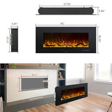 Oxhark Flame 42 inch Recessed and Wall Mounted Realistic Electric Fireplace with Multicolor Flame, 750/1500W Thermostat & Timer, Touch Screen & Remote Control, Black Oxhark Flame