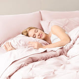 CozyLux Twin XL Comforter Set Blush Pink, 5 Pieces Twin Extra Long Pintuck Bed in A Bag for College Dorm, Pinch Pleat Bedding Set with Comforter, Sheets, Pillowcase & Sham CozyLux
