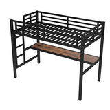 Bellemave Twin Loft Bed with Desk and LED, Metal Twin Loft Bed Frame with USB guardrail and Ladder for Adults, Kids, Teens, Black Bellemave
