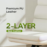 Office Chair Adjustable Desk Chair Mid Back Executive Comfortable Bonded Leather Ergonomic Back Support Home Computer Chair with Padded Flip-up Armrest Swivel Wheels (White) amseatec