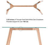 ivinta Glass Office Desk, 43" Rectangular Computer Desk with Solid Wood Legs, Modern Dining Table for Living Room, Office, Kitchen, TAM-WT ivinta