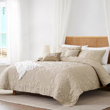 WDCOZY Coastal Beach Beige Twin Size Quilt Bedding Sets, Nautical Tropical Ocean Bedspread, Scallop Seashell Soft Coverlet, Lightweight Summer Thin Comforter for All Season WDCOZY