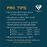 Diamondback Nozzles – Qidi Q1 Pro, XMax3, XPlus3 Compatible – Polycrystalline Solid Diamond Tip 3D Printer Nozzles, Improved Extrusion, Any Filament, Long Life, Wear Resistant, USA Made (0.6mm) US Synthetic