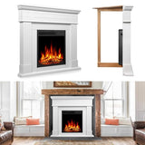 Xbeauty 44" Electric Fireplace with Mantel, Corner Freestanding Fireplace Heater with Realistic LED Flame & Remote, Adjustable Brightness, Overheat Protection for Living Room, Bedroom, Office，White Xbeauty