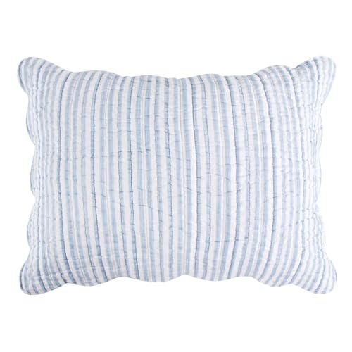 Levtex Home - Martha Stripe Quilt Set - Full/Queen Quilt and Two Standard Shams - Stripe - Blue White - Quilt (88x92in.) and Shams (20x26in.) - Reversible - Cotton Levtex Home