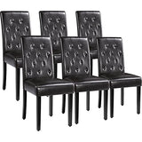 Yaheetech Set of 6 Dining Chairs Kitchen Chairs with Faux Leather Surface and Rubber Wood Legs Modern Tufted Side Chairs for Dining Room, Kitchen, Living Room, Brown Yaheetech