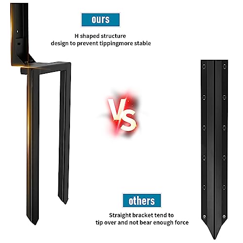 AXWHYS Fence Post Repair 2 Pack,Fence Post Stake Double Ground Spike with Black Powder-Coated for Repair Tilted/Broken Wood Fence Post AXWHYS