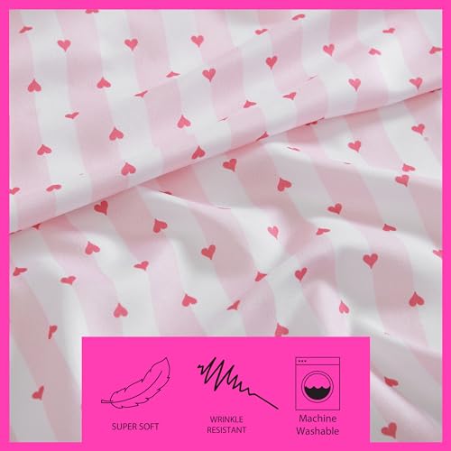 Betsey Johnson - King Size Sheet Set, Ultra-Soft Bedding with Smooth & Silky Feel, Deep Pockets, Bed Sheets with Matching Fitted Sheet & Pillowcases (Wonderland Stripe Pink) Betsey Johnson