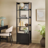 Walker Edison Modern Narrow Open Bookshelf with Drawer – 22 Inch, One-Drawer Black Walker Edison