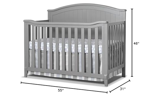 Sorelle Furniture Fairview Crib, Classic 4-in-1 Convertible Crib, Made of Wood, Non-Toxic Finish, Wooden Baby Bed, Toddler Bed, Child’s Daybed and Full-Size Bed, Nursery Furniture -Gray - WoodArtSupply