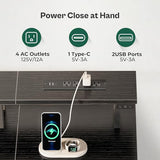 Huuger 47 Inch Computer Desk with Power Outlets and LED Lights, Gaming Desk with 4 Drawers, Office Desk with Monitor Stand, Study Desk Work Desk for Home Office, Small Spaces, Black Huuger