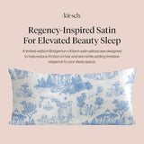 Bridgerton x Kitsch Satin Pillowcase with Zipper for Hair & Skin - Softer Than Silk Pillow Cases, Cooling Satin Pillow Case, Wrinkle-Free - King Size Satin Pillow Case (19x36) - Garden Toile Kitsch