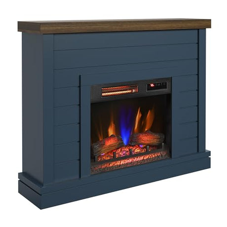 duraflame® Shiplap Wall Mantel Electric Fireplace, Fontana Blue Duraflame