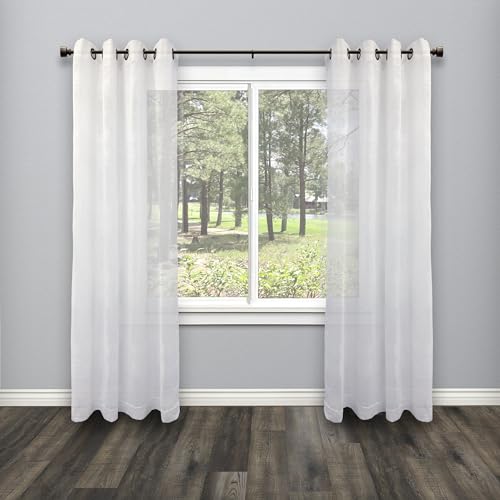 Stockton 26-48 Inch Adjustable Curtain Rod Set, 5/8 Inch Diameter in Walnut Decopolitan