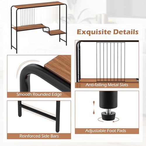 Giantex 2-Tier Console Table, 35.5" Narrow Entryway Table w/Irregular Storage Shelves & Metal Frame, Adjustable Foot Pads, Industrial Long Sofa Side Table for Hallway, Living Room, Foyer, Bedroom Giantex
