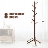 Haddockway Wooden Coat Rack Stand with 8 Hooks New Zealand Pine 3 Adjustable Coat Standing Tree Easy Assembly for Coats, Hats, Scarves and Handbags for Entryway, Hallway, Bedroom, Office Haddockway
