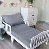 Biloban 3-Piece Toddler Sheet Set Microfiber, Toddler Bedding Set Includes Crib Mattress Sheet, Flat Sheet and Envelope Pillowcase, Silky Soft, Breathable and Lightweight, Grey Biloban