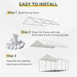 Aoxun 10x20 FT Carport Heavy Duty Car Canopy with Tarp & Wind Resistance Portable Garage Car Tent Outdoor Car Port with Tear Resistant Canopy, No Sidewall - Milky White Aoxun