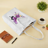 ERKOON Embroidery Canvas Tote Bag for Beginners, Needlepoint Arts Crafts Cross Stitch Kits for Adults Including Stamped Embroidery Bag with Hoops, Needle, Instruction and Color Threads (Butterfly)