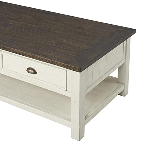 Martin Svensson Home Coffee Table Solid Wood, Cream White with Brown Top Martin Svensson Home
