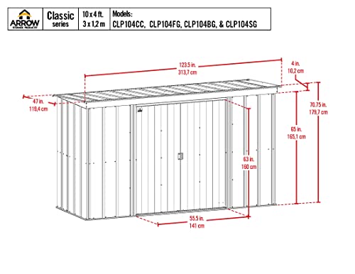 Arrow Classic Steel Storage Shed, 10x4, Blue Grey - WoodArtSupply