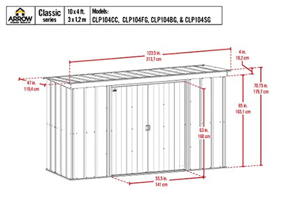 Arrow Classic Steel Storage Shed, 10x4, Blue Grey - WoodArtSupply