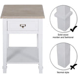 Kinfant Farmhouse End Tables Nightstands White Set of 2 - Rustic Wooden Nightstands Set for Bedroom, Living Room Set of 2, White Kinfant