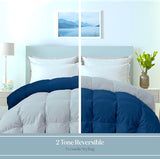 ROYALE LINENS Reversible Comforter - Twin Size Duvet Insert - All Season Soft Quilted Comforters with 8 Corner Tabs - Down Alternative Bedding Comforter - Duvet Insert (Navy/Silver, Twin 64"x84") ROYALE LINENS