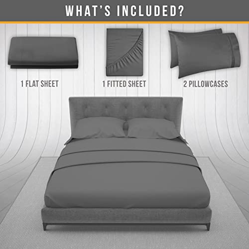 Abeero Home King Size Sheets Set Cooling - Luxury Hotel Sheet - Soft Bed Sheet with Elastic Corner Straps - Deep Pockets Microfiber Bedsheet - Bedding Sheets & Pillowcases - 4 Piece (King, Gray) Abeero Home