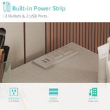 KAI-ROAD White Makeup Vanity Desk with Chair no Mirror, Small Vanity Table with Fabric Drawers, Power Outlet & Stool Without Mirror, Modern Make Up Desk Set for Bedroom KAI-ROAD